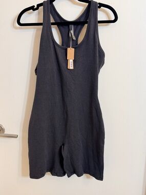 Skims Black Racerback Romper Bodysuit One Piece Lounge Active XL NWT